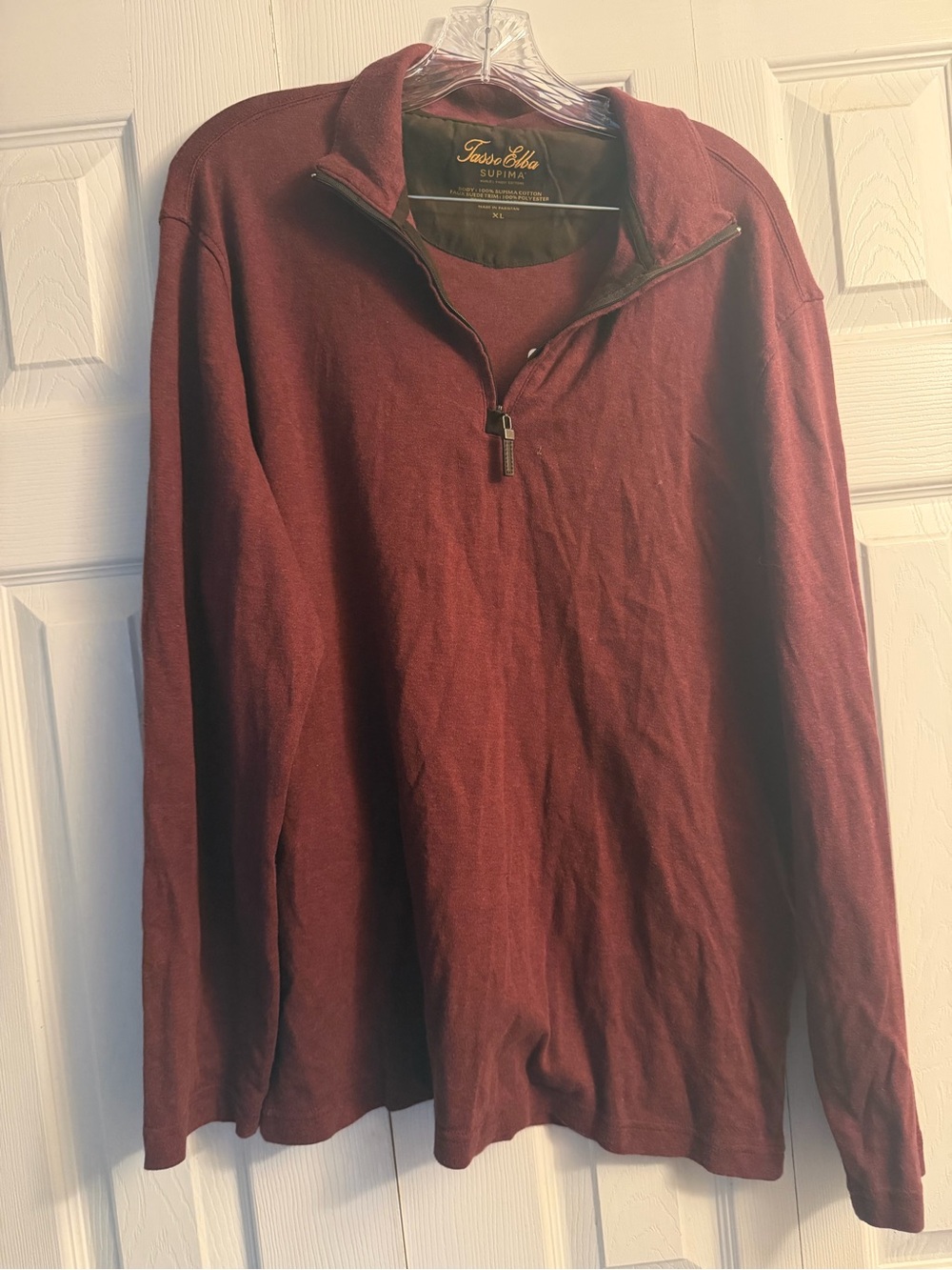 Tasso Elba Men's Quarter-Zip Sweater - Burgundy size XL